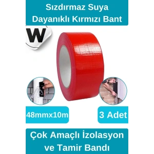 Sızdırmaz Suya Dayanıklı Kırmızı Renk Çok Amaçlı Tamir ve İzolasyon Bandı 10m 3 Adet
