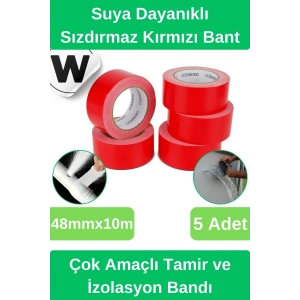 Sızdırmaz Suya Dayanıklı Kırmızı Renk Çok Amaçlı İzolasyon ve Tamir Bandı 10m 5 Adet