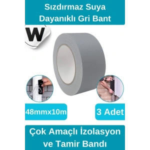 Sızdırmaz Suya Dayanıklı Gri Renk Çok Amaçlı İzolasyon ve Tamir Bandı 10m 3 Adet