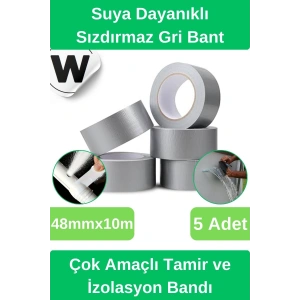 Sızdırmaz Suya Dayanıklı Gri Renk Çok Amaçlı Tamir ve İzolasyon Bandı 10m 5 Adet