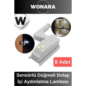 Özel Üretim Sensörlü Düğmeli Led Işıklı Tak Çıkar Dolap İçi Otomatik Aydınlatma Lambası 8 Adet