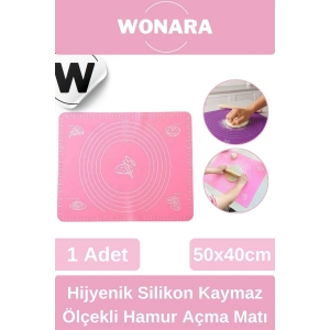 Hijyenik Pratik Silikon Hamur Açma Matı Ölçekli Kaymaz Gıda Kullanımına Uygun Tabanlık 50x40cm
