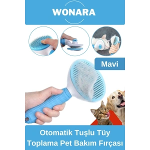 Özel Üretim Otomatik Tuşlu Tüy Toplama Tarağı Kedi Köpek İçin Kolay Temizlenen Pet Bakım Fırçası