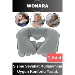 Dayanıklı Şişme Seyahat Yastığı Kamp Yolculuk Uçak Otobüs Araba Kullanımına Uygun Konforlu