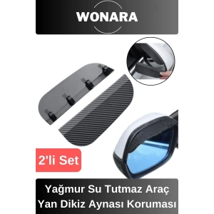 Evrensel Araç Dış Ayna Yağmur Kaydırıcı Koruma Siperi Karbon Desenli Kolay Takılabilir Aksesuar