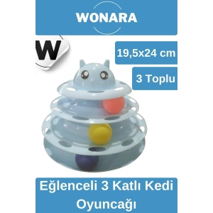 Özel Tasarım Dayanıklı Kaymaz Kauçuk Pedli 3 Toplu 3 Katlı Eğlenceli Turuncu Kedi Oyuncağı