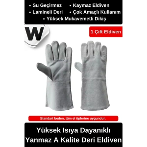 Deluxe Çok Amaçlı Kaynak Yangın Için Su Geçirmez Isıya Dayanıklı Yanmaz A Kalite Deri Eldiven