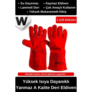 Deluxe Çok Amaçlı Kaynak Yangın Için Su Geçirmez Isıya Dayanıklı Yanmaz A Kalite Deri Eldiven
