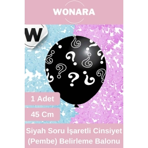 Premium Keyifli Eğlenceli Siyah Soru İşaretli Kız Erkek Çocuk Cinsiyet Belirleme Partisi Balonu Süsü