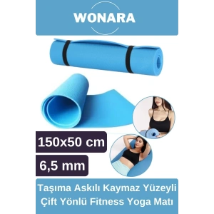 Pratik Taşıma Askılı Kaymaz Yüzeyli Çift Yönlü Fitness Yoga Matı Kamp Çadır Spor Minderi 150x50 Cm