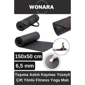 Pratik Taşıma Askılı Kaymaz Yüzeyli Çift Yönlü Fitness Yoga Matı Kamp Çadır Spor Minderi 150x50 Cm