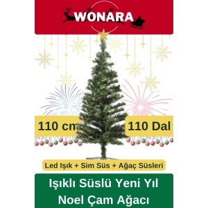 Deluxe Kutulu Ayaklı Renkli Işıklı Yılbaşı Süs Çam Ağacı Süsleme Seti Yeni Yıl Noel Dekor Paket