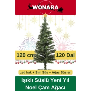 Deluxe Kutulu Ayaklı Renkli Işıklı Yılbaşı Süs Çam Ağacı Süsleme Seti Yeni Yıl Noel Dekor Paket