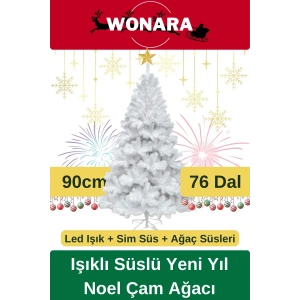Deluxe Kutulu Ayaklı Renkli Işıklı Yılbaşı Süs Çam Ağacı Süsleme Seti Yeni Yıl Noel Dekor Paket