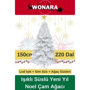 Deluxe Kutulu Ayaklı Renkli Işıklı Yılbaşı Süs Çam Ağacı Süsleme Seti Yeni Yıl Noel Dekor Paket