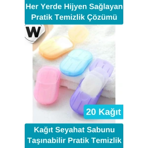 #KağıtSabun Özel Üretim Kağıt Seyahat Sabunu Kamp Outdoor Hijyenik Taşınabilir Pratik Temizlik Yaprak Sabun Suda Çözünebilen Eco Friendly El Temizleme Aparatı Kompakt Kutulu 20 Adet Kağıt Sabun