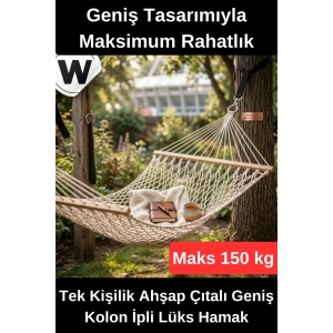 #Hamak Tek Kişilik Lüks Hamak Taşıma Kapasiteli Dayanıklı Ahşap Çıtalı Geniş Kolon İpli Renkli Bahçe Balkon Kamp Veranda Dinlenme Salıncağı Ergonomik Outdoor Yatak 150Kg