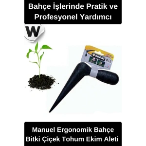 #FideDikici Manuel Bahçe Bitki Çiçek Tohum Ekim Aleti Dayanıklı Siyah Saplı Ergonomik Toprak Delici Küçük Fide Yerleştirme Aracı Fide Dikme Aparatı Pratik Hobi Bahçecilik Ekipmanı