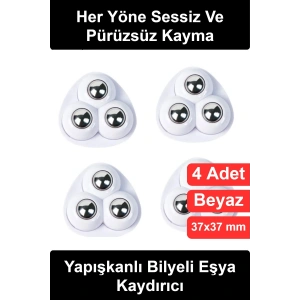 #EşyaKaydırıcı 4lü 360 Derece Dönebilen Yapışkanlı Bilyeli Eşya Kaydırıcı Seti Mobilya Tekerleği Paslanmaz Çelik Delmesiz Montaj Ev Çöp Kovası Komodin Saklama Kutusu Taşıma Aparatı Sessiz Hareketli