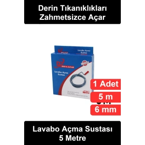 #LavaboAçmaSustası 5 Metre Lavabo Açma Sustası Spiral Esnek Yay 6 mm Krom Kaplama Ergonomik Saplı Gider Borusu Evye Küvet Tıkanıklık Açıcı Tesisat Temizleme Teli Yerli Üretim Banyo Mutfak Pratik