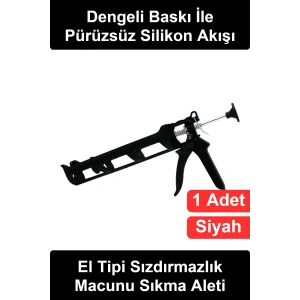 #MacunTabancası Soğuk Silikon Tabancası Manuel Mastik Uygulama Aparatı Metal Gövdeli Ergonomik Tetikli Standart Kartuş Uyumlu Yalıtım Yapıştırma Akrilik Dolgu Ev Atölye İnşaat Tamir Kullanımı Siyah