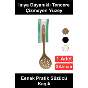 #Mutfak Silikon Kevgir 28.5 cm Delikli Süzgeç Kepçe Isıya Dayanıklı Çizmeyen Yüzey Ergonomik Saplı Haşlama Süzme Servis Mutfak Gereci Tencere Tava Dostu Renkli Model Bulaşık Makinesinde Yıkanabilir