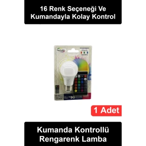 #Ampul Uzaktan Kumandalı RGB Led Ampul E27 Duy 9W 16 Renk Değişen 6500K Beyaz Işık 800 Lümen 60W Eşdeğer Dekoratif Aydınlatma Salon Yatak Odası Kafe Parti Ambiyans Avize Enerji Tasarruflu Uzun Ömürlü
