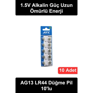 #DüğmePil AG13 LR44 A76 1.5V Alkalin Saat Pili 10lu Kart Paket Hesap Makinesi Oyuncak Küçük Elektronik Cihaz Uyumlu Uzun Ömürlü Blister Ambalajlı Yedek Enerji Kaynağı Seti Ev Ofis Hassas Alet İçin