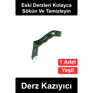 #DerzKazıyıcı Derz Kazıyıcı Yeşil Saplı Metal Uçlu Dişli Seramik Fayans Karo Arası Temizleme Sökme Aparatı Ergonomik Kanallı Banyo Mutfak Tadilat Yenileme Aleti Profesyonel Değiştirilebilir Bıçaklı
