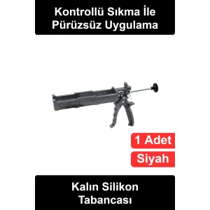 #SilikonTabancası Kalın Silikon Tabancası Siyah Plastik Gövdeli Tetik Mekanizmalı Mastik Dolgu Uygulama Aparatı Kartuş Uyumlu Ergonomik Tutma Kollu İnşaat Yalıtım Tadilat İçin Sağlam El Aleti