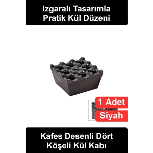 #Küllük Izgaralı Kare Küllük Siyah Bakalit Plastik Masa Üstü Sigara Tablası Kafe Restoran Ofis Ev Bahçe İç Dış Mekan Kullanımı Kolay Temizlenebilir Dayanıklı Şık Tasarım Modern Teras Balkon Açık Alan