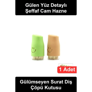 #Kürdanlık Tuzluk Model Kürdanlık Şeffaf Cam Hazneli Renkli Plastik Kaplamalı Gülen Yüz Desenli Dekoratif Masaüstü Kürdan Kabı Mutfak Sofra Restoran Kafe Kullanımına Uygun İçi Dolu Şık Sevimli Tasarım