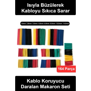 #IsıylaDaralanMakaron 164 Parça Kablo Koruyucu Set Renkli Elektrik İzolasyon Kılıfı Shrink Tüp 8 Farklı Çap 1-14 mm Yalıtım Tamir Etiketleme Sınıflama Kiti Sarı Siyah Kırmızı Yeşil Mavi