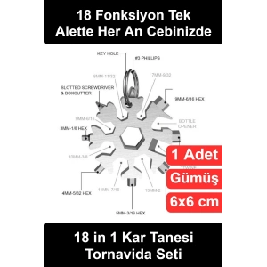#TornavidaSeti 18 in 1 Kar Tanesi Çok Amaçlı Tornavida Seti Anahtarlık Multitool Paslanmaz Çelik Altıgen Alyan Anahtar Şişe Açacağı Bisiklet Tamir Kamp Cep Tipi Pratik Kompakt El Aleti Fonksiyonel