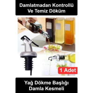 Sızdırmaz Kapaklı Şişe Tıpası Yağdanlık Ucu Damlatmaz Ayarlı Döküm Ağzı Zeytinyağı Ayçiçek Sirke Sos Dökücü Silikon Tabanlı Mutfak Aksesuarı Gri Siyah Pratik Kullanım Hijyenik Akıtma Aparatı