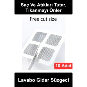 #LavaboSüzgeci Lavabo Gider Süzgeci 10 Adet Yapışkanlı Tül Saç Tutucu Banyo Duş Zemin Tıkanma Önleyici Kesilebilir Temizlenebilir Filtre Sineklik Yaması Kullan At Pratik Koruyucu File