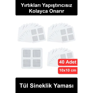 #SineklikYaması Tül Sineklik Yaması 40 Adet Kendinden Yapışkanlı Tamir Kiti Pencere Kapı Balkon Karavan Delik Yırtık Onarım Seti Kesilebilir Esnek File Sinek Böcek Önleyici Pratik Çözüm Ev Ofis Uyumlu