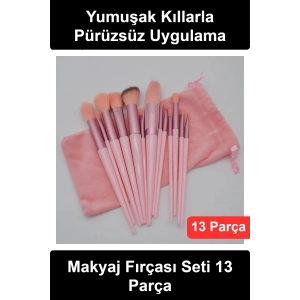 #MakyajFırçası Makyaj Fırçası Seti 13 Parça Yumuşak Kıllı Hızlı Kuruyan Profesyonel Kozmetik Pudra Fondöten Göz Farı Kontür Fırçaları Çantalı Karışık Renkli Ergonomik Saplı Günlük Kullanım