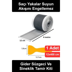#GiderSüzgeci Gider Süzgeci Sineklik Tamir Kiti 12 cm 4 Metre Yapışkanlı Saç Yakalayıcı Banyo Duş Mutfak Zemin Drenaj Pencere Onarım Bandı Su Geçirmez Kesilebilir Rulo Filtre Tıkanıklık Önleyici