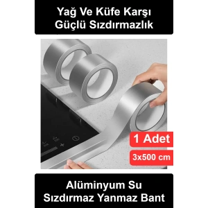 #AlüminyumBant Alüminyum Su Sızdırmaz Yanmaz Bant Kendinden Yapışkanlı Mutfak Ocak Kenarı Lavabo Tezgah Boru Koruma Isıya Dayanıklı Yağ Küf Önleyici Folyo İzolasyon Şeridi Gümüş 3 cm x 5 Metre