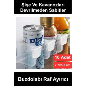 #RafAyırıcı Buzdolabı Raf Ayırıcı 10 Adet Kapak İçi Bölme Düzenleyici Şeffaf Plastik Mutfak Kiler Dolap Organizer Çok Amaçlı Tak Çıkar Şişe Kavanoz Sabitleyici Pratik Yer Tasarrufu Sağlayan Set