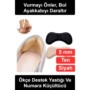 Ayakkabı Topuk Vurma Önleyici Daraltma Padi 5mm Kendinden Yapışkanlı Arka Koruyucu Ped Bol Gelen Modeller İçin Sürtünme Engelleyici Yumuşak Esnek Konforlu Bant Babet Kundura Uyumlu Ten Siyah