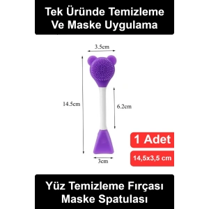 #YüzTemizlemeFırçası Silikon Yüz Temizleme Fırçası ve Maske Uygulama Spatulası Çift Taraflı Cilt Bakım Aparatı Ayıcık Tasarım Serum Krem Sürme BPA İçermez Kolay Temizlenir Taşınabilir Ergonomik Nazik