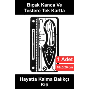 #BalıkçıKiti Çok Fonksiyonlu Hayatta Kalma Kartı Paslanmaz Çelik Survival Kit Cüzdan Boyutu Kamp Outdoor Acil Durum Aracı Bıçak Olta İğnesi Testere Balık Avı Seti Multitool Doğa Yürüyüşü Trekking
