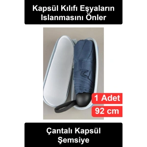 #KapsülŞemsiye Çantalı Kapsül Şemsiye Mini Cep Tipi Katlanır Kılıflı Yağmur Güneş Koruma Hafif Taşınabilir Seyahat Kadın Erkek Unisex Kompakt Pratik Fermuarlı Kutulu 92 cm Hediyelik Model Günlük