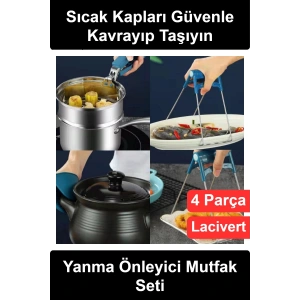 #MutfakSeti 4 Parça Yanma Önleyici Mutfak Seti Tencere Tabak Tutucu Silikon Fırın Eldiveni Isıya Dayanıklı Paslanmaz Çelik Kase Tava Maşası Kaymaz Tutacak Çeyizlik Aşçı Ekipmanı Hediyelik Gereç