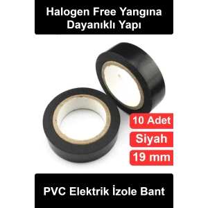 #İzoleBant Siyah Elektrik İzole Bant 10lu Paket 19mm 10Yard 0.13mm PVC Halogen Free Yangına Dayanıklı Esnek Kablo Sarma Yalıtım Tamir Bandı Profesyonel Elektrikçi Tesisat Bağlantı Koruma Seti