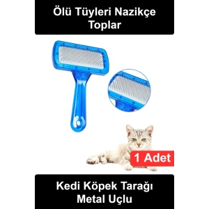 #KediKöpekTarağı Evcil Hayvan Tüy Toplama Metal Uçlu Ergonomik Saplı Profesyonel Pet Bakım Ölü Kıl Alıcı Grooming Fırçası Asma Delikli Kısa Uzun Tüylü Dostlar İçin Blister Kartelalı Pratik Tarama