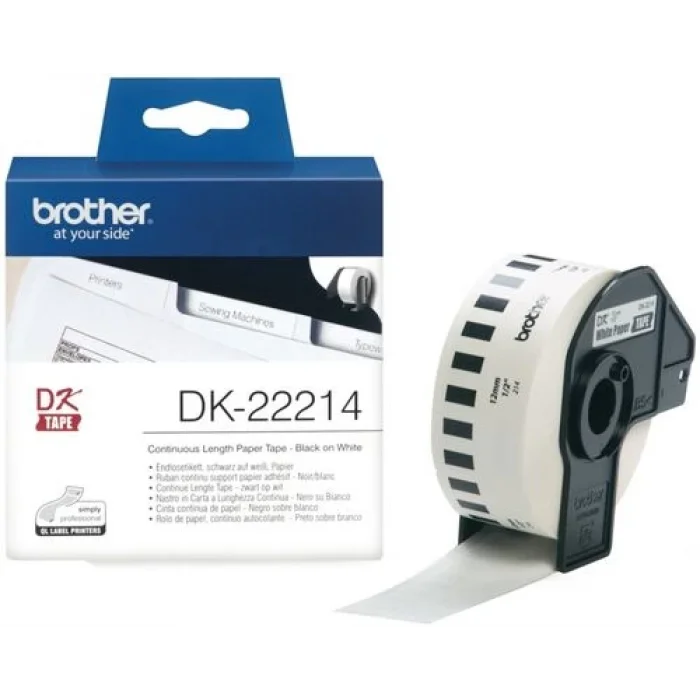 Brother P-Touch Dk-22214 Dk Eti̇ket Sürekli̇ 12Mm X 30.48M Beyaz Üzeri̇ Si̇yah Eti̇ket