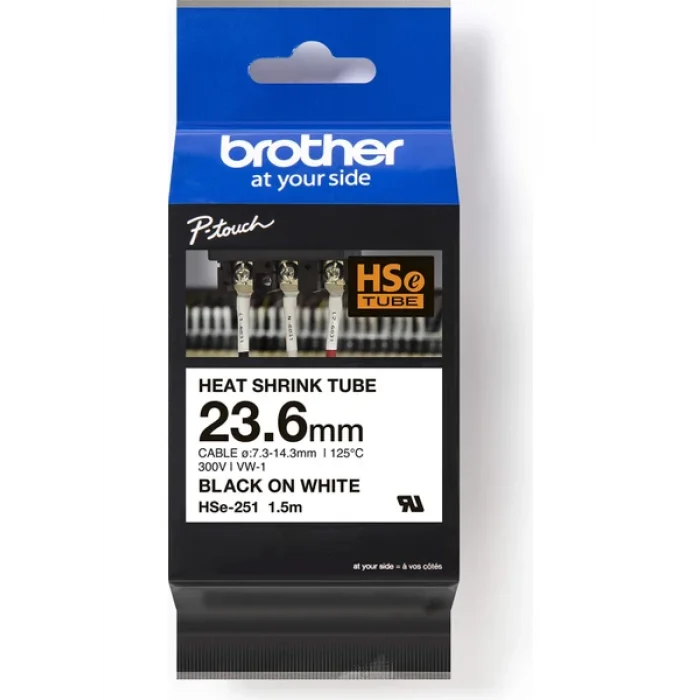 Brother P-Touch Hse-251 - Isı İle Daralan Makaron Beyaz Üzerine Siyah 23.6 MM Etiket